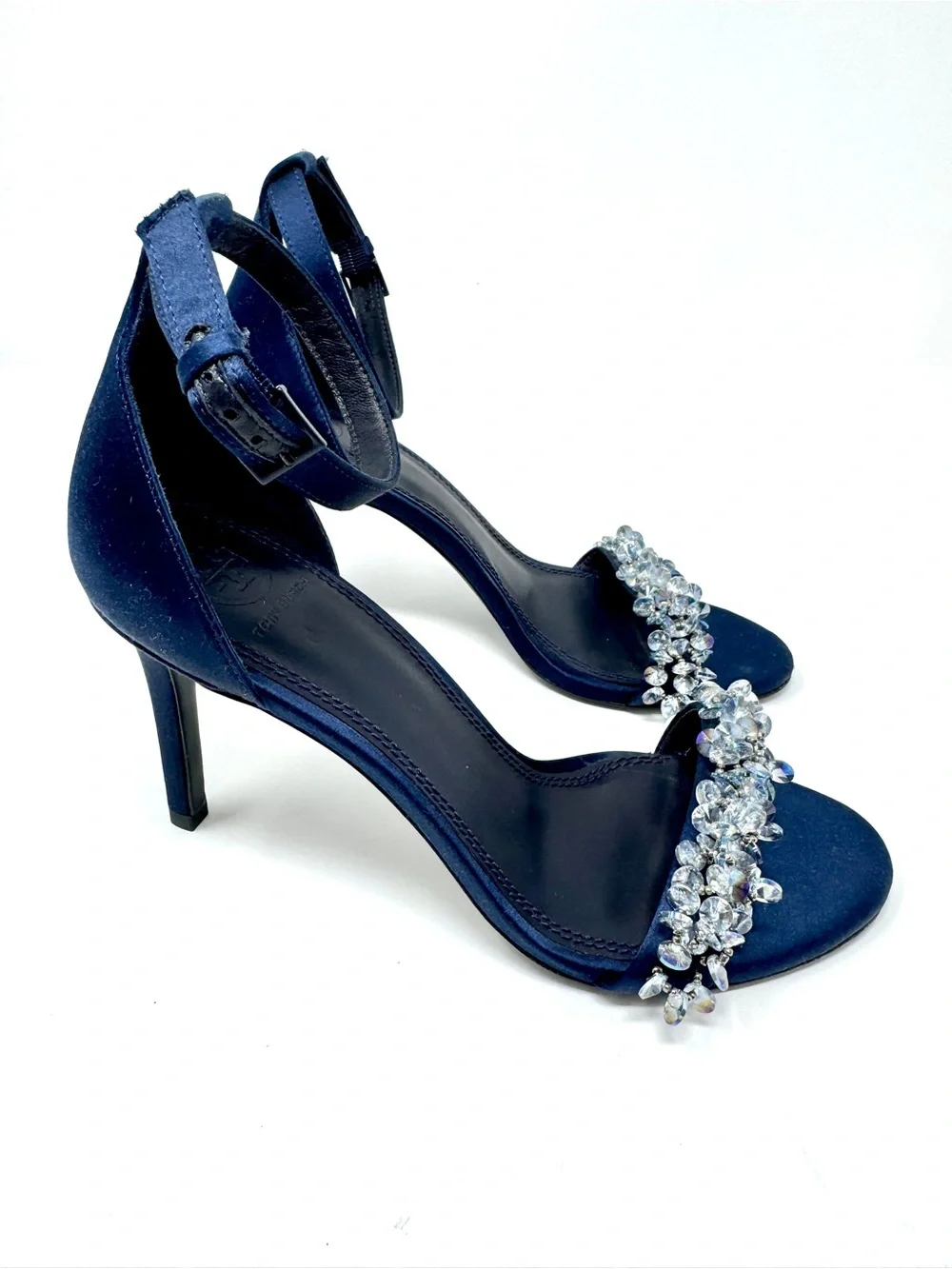 Tory Burch Logan Crystal Embellished Sandal 85mm Perfect Navy US 8